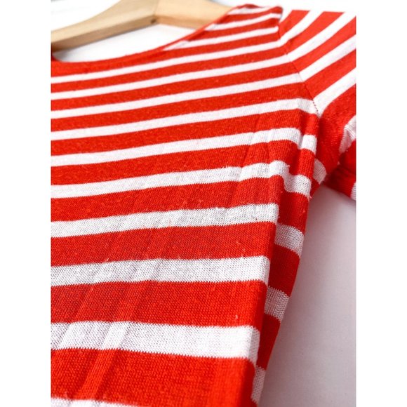 CLUB MONACO ORANGE NAUTICAL STRIPE LONG SLEEVE TOP - Picture 3 of 5
